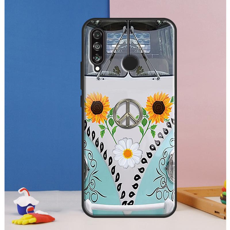 Hippie Peace Bus and Sunflower Case For Huawei Nova Y73 Y72 Y70 Y90 Y60 Y61 Y91 12s 12i 11i 8i 9 10 SE P30 P40 Lite P60 Pro