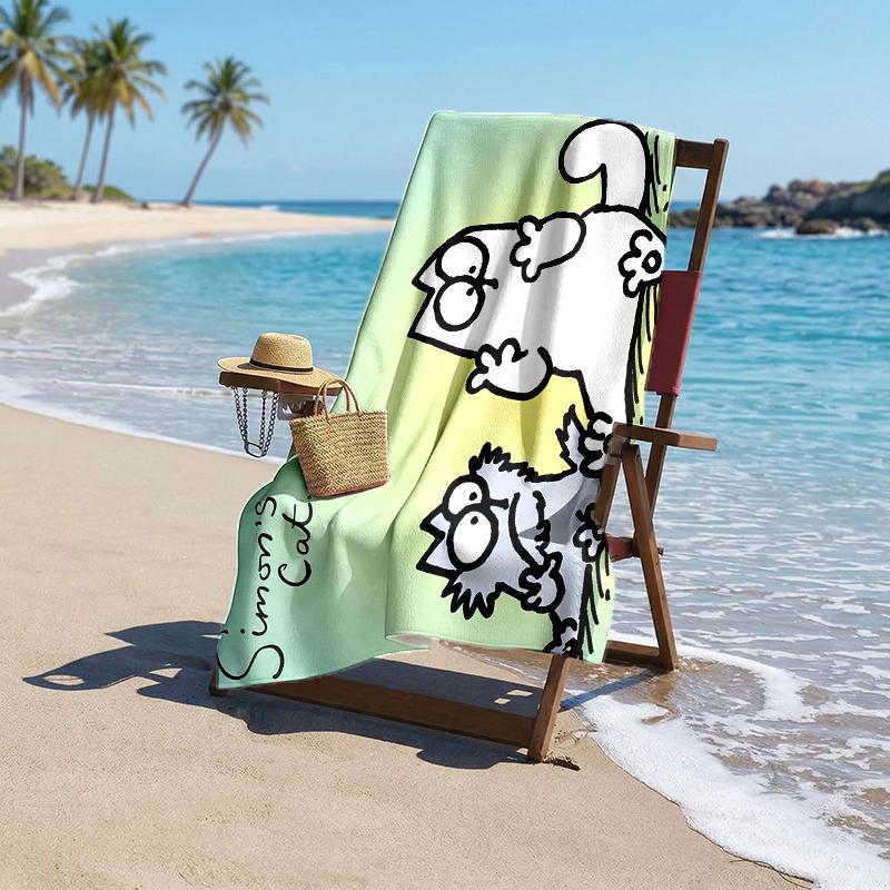 Simon'S Cat Fashion Beach Towel: Ideal for Summer Adventures Soft, absorbent and quick drying suitable for swimming and bathing