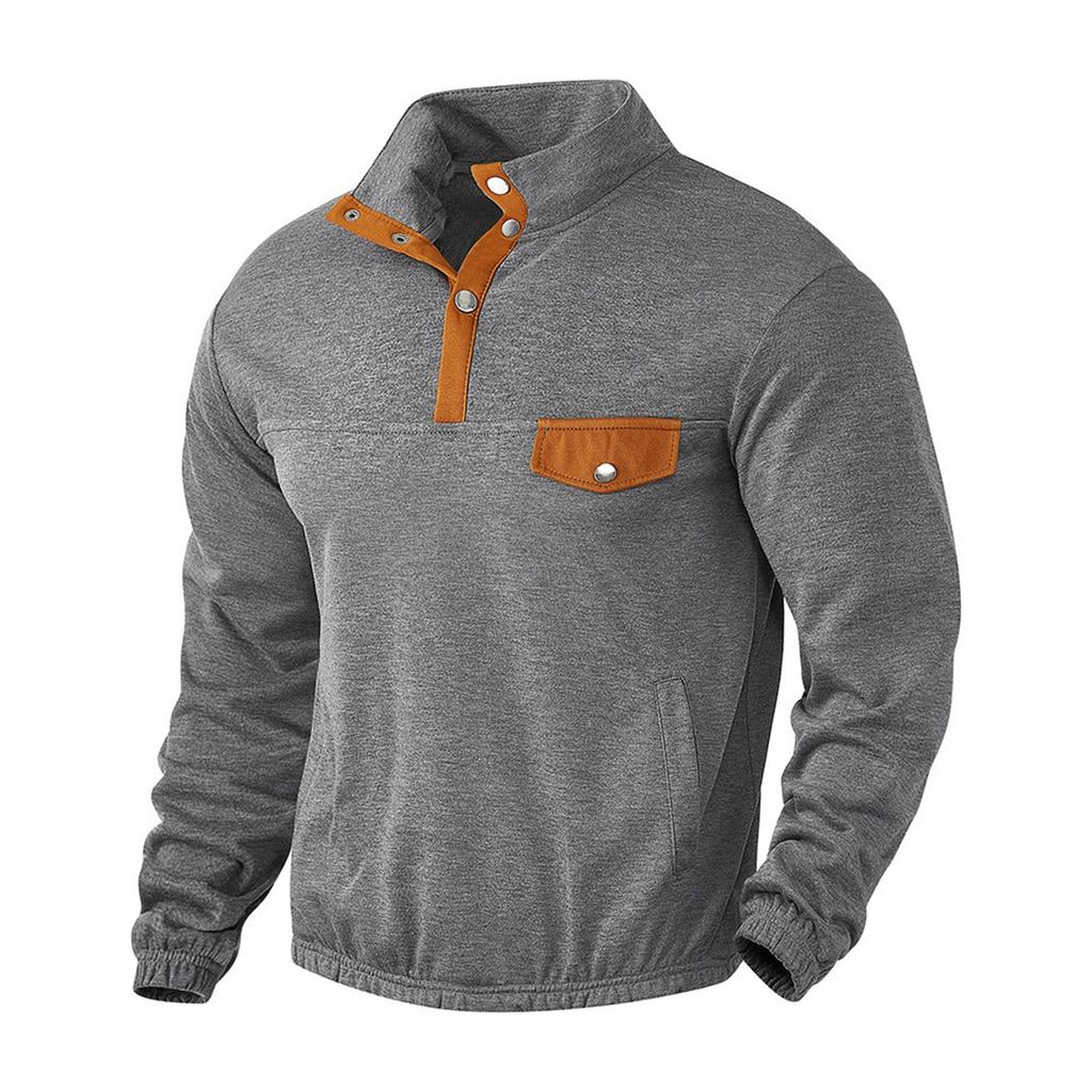 Herren Outdoor Casual Kontrast Casual Stehkragen Langarm Sweatshirt für Herren