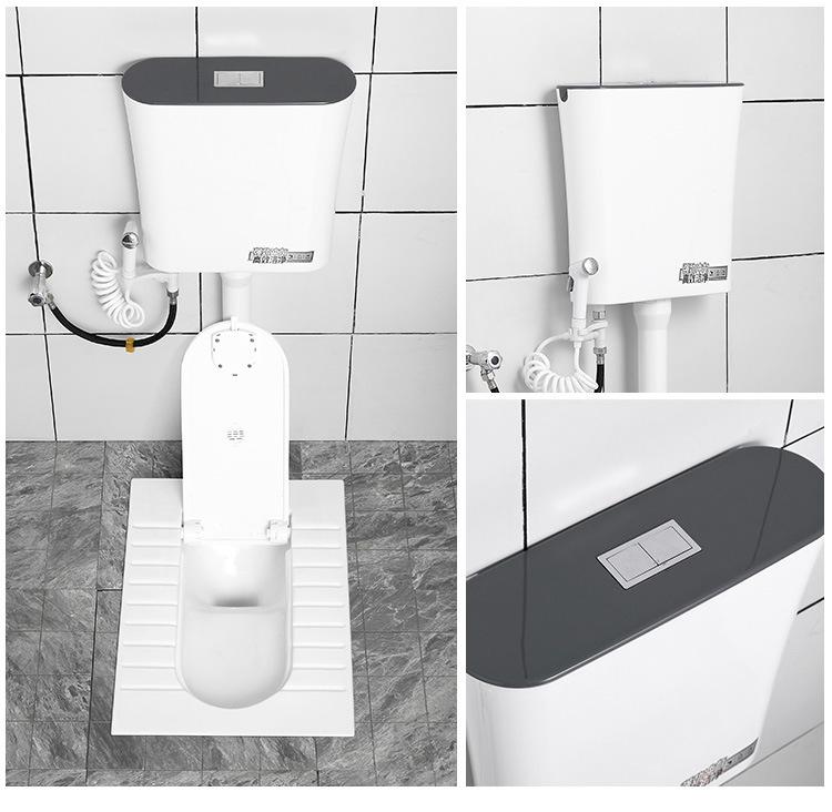 Compact Ceramic Squat Toilet with Flip Lid and Cover Plate