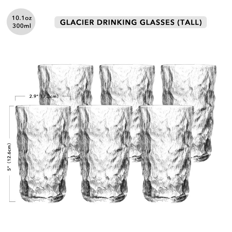 Romantic Water Glasses Tumblers Hammered Glacier Drinking Glasses Set for Juice,Coffee, Beer, Water, Cocktails, Whiskey