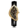 Surrealist Art Melting Clock Watch Unique Soft Time Quartz Wristwatch with Leather Band Creative Fashion Watch for Men Women