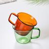 Colored Glass Coffee and Tea Cup with Saucer