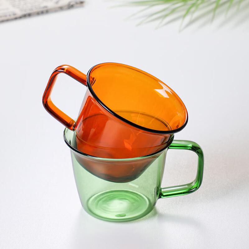 Colored Glass Coffee and Tea Cup with Saucer