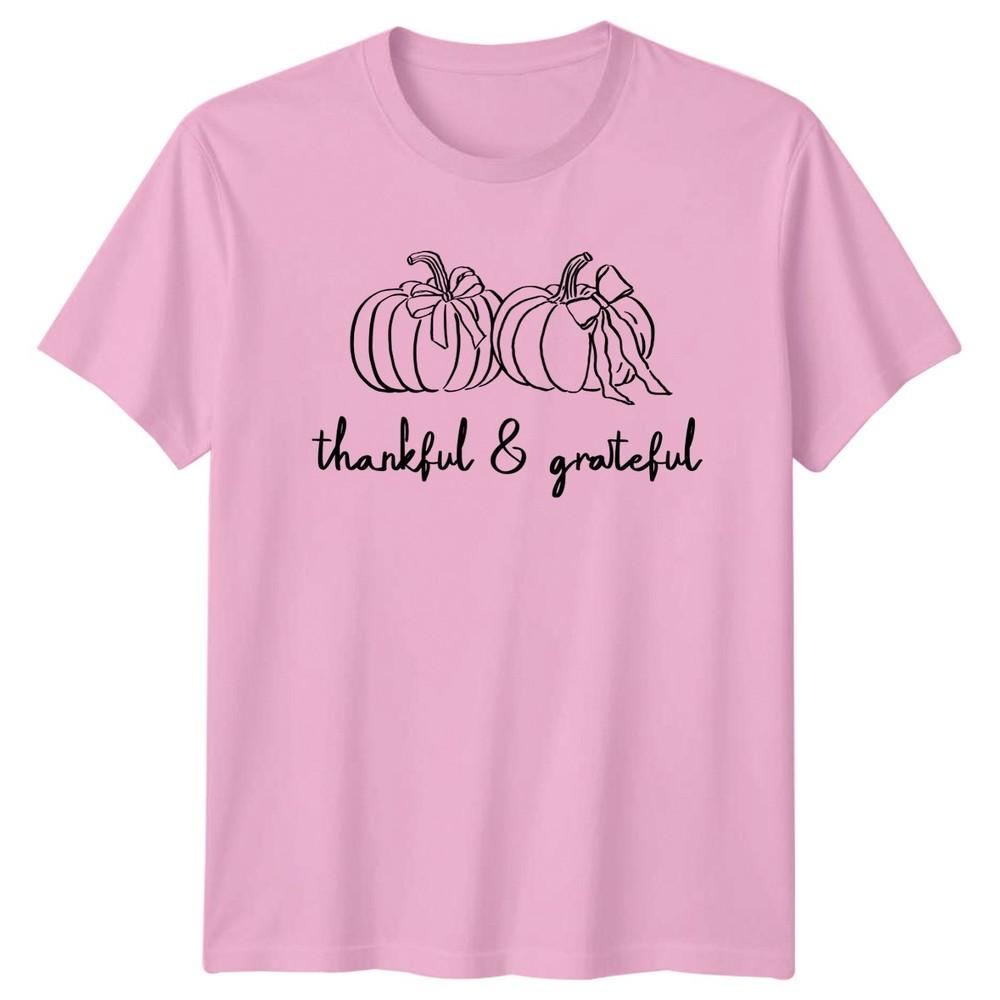 Thankful Grateful Unisexs TShirt Coquette Pumpkin Thanksgiving Gift For Her
