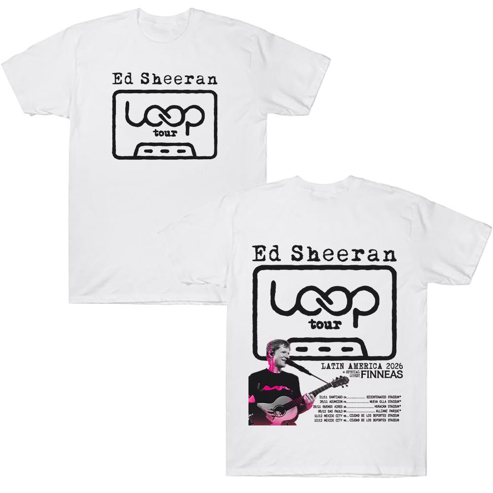 Ed Sheeran Loop Tour LATEINAMERIKA 2026 T-Shirt Übergroßes Grafik-T-Shirt Herren Mode Baumwolle Damen Freizeit Locker Kurzarm-T-Shirt