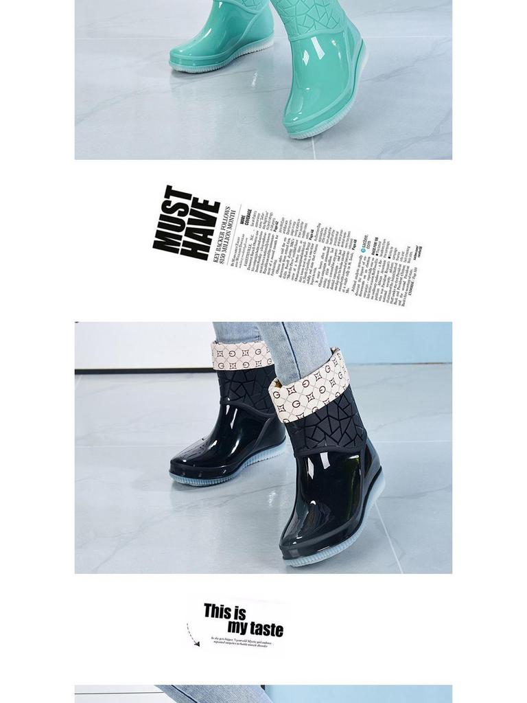 Women's Jelly Non-Slip Waterproof Rain Boots - Thick, Wear-Resistant, Short Tube Rubber Shoes for Summer