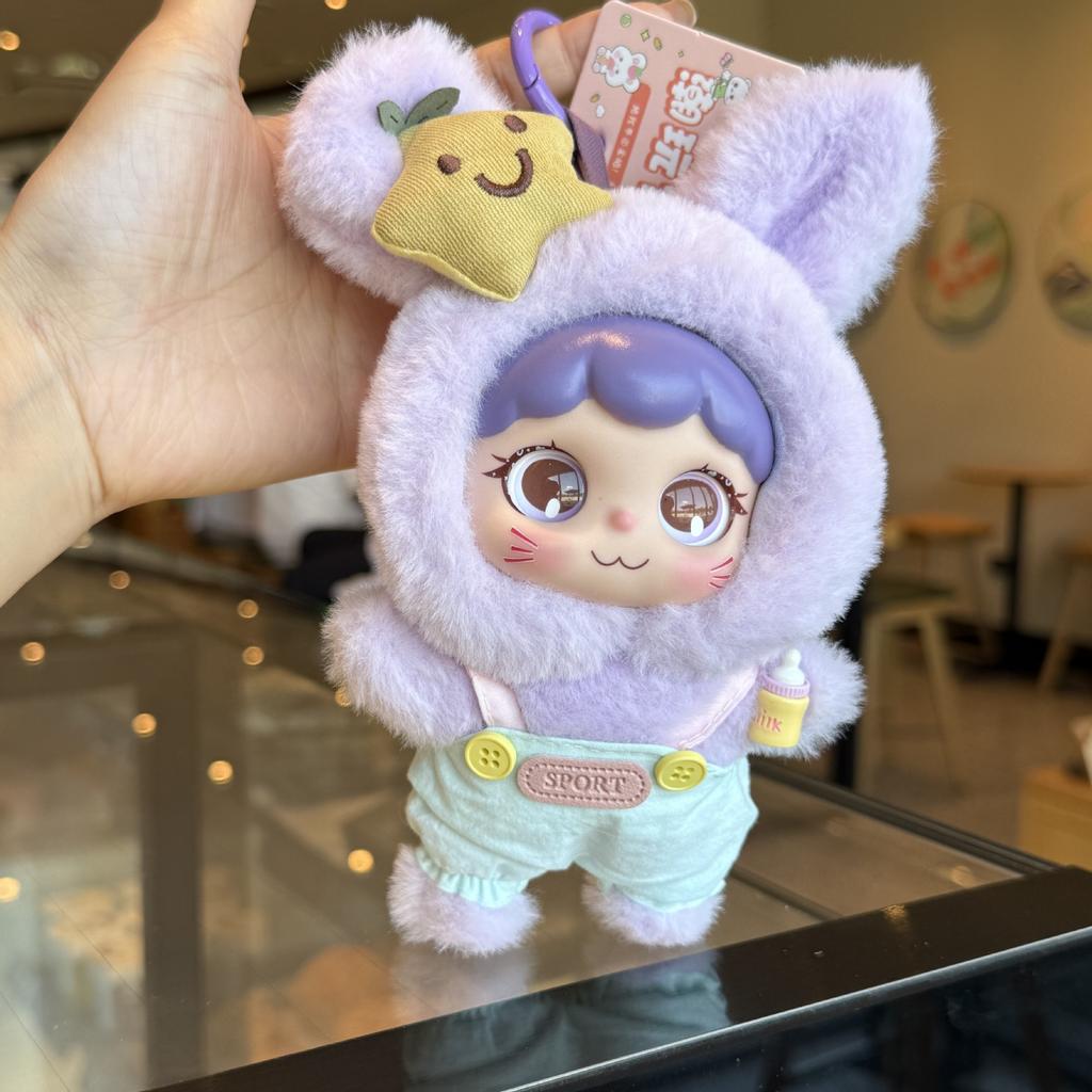 Whimsical Vinyl-Face Plush Doll - Creative Trendy Pocket Pendant Keychain, Portable Cute Companion