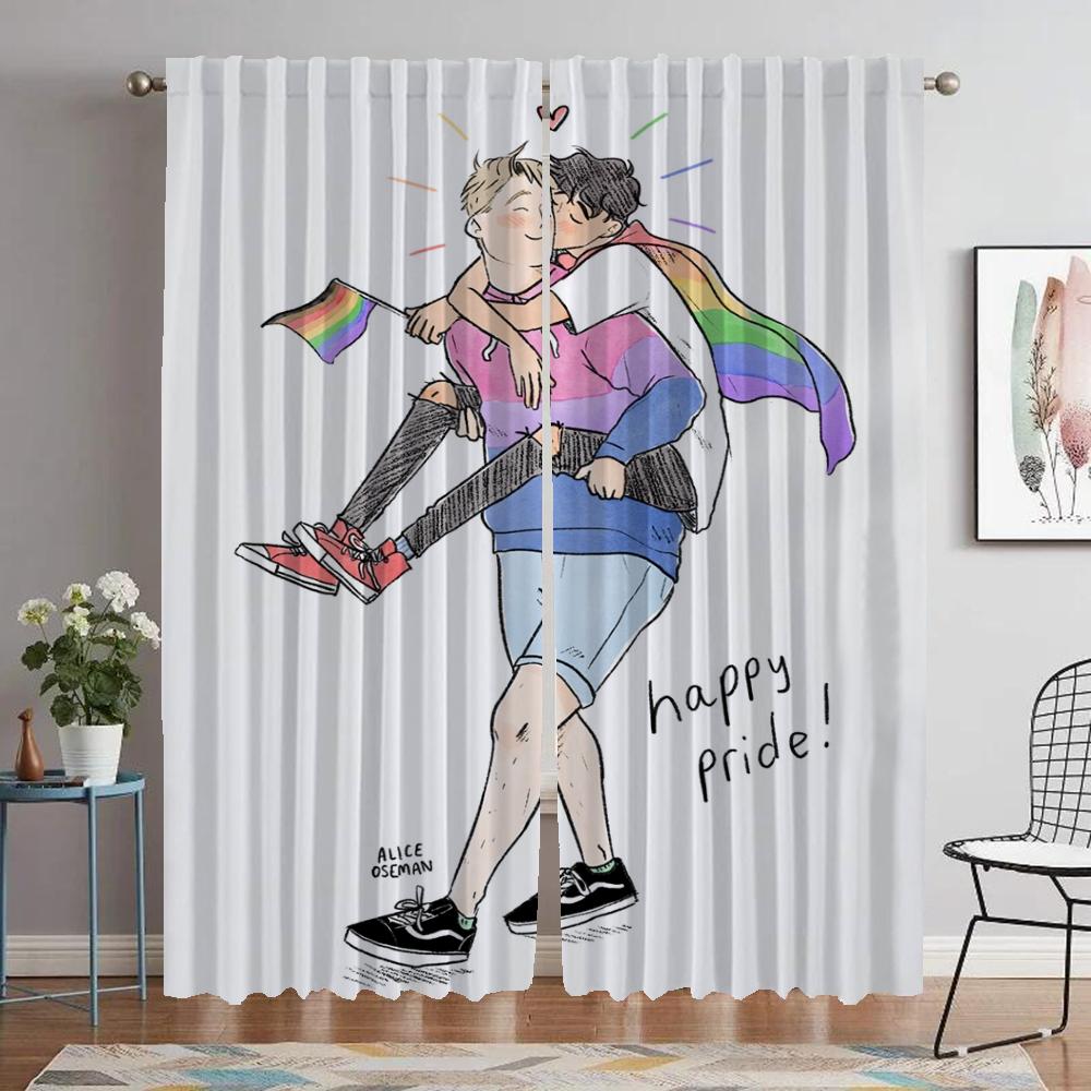 Heartstopper Curtains Child Room Blackout Curtain for Room 2 Panel Shades Tulle for Bedroom Halloween Decoration Partition Home