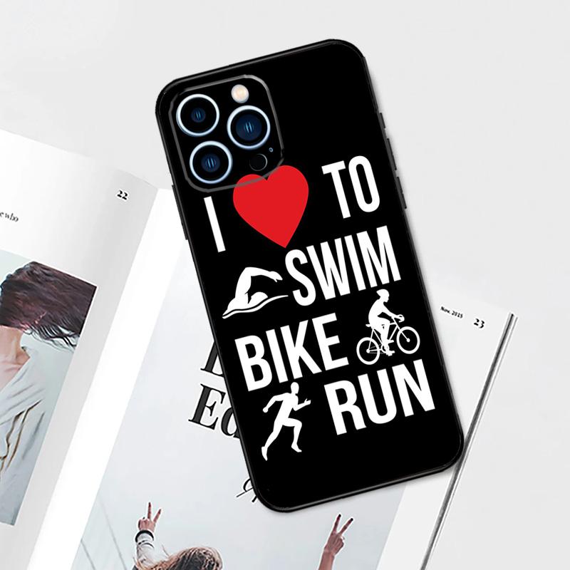 Swim Bike Run Triathlon Case For iPhone 17 Pro Max 14 11 15 16 Pro Max 13 12 mini 16 Plus 16e 17 Air Phone Cover