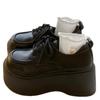 Schwarze College-Stil Plateau kleine Lederschuhe für Damen Herbst neue dicke Absatz Mary Jane Schuhe für Damen