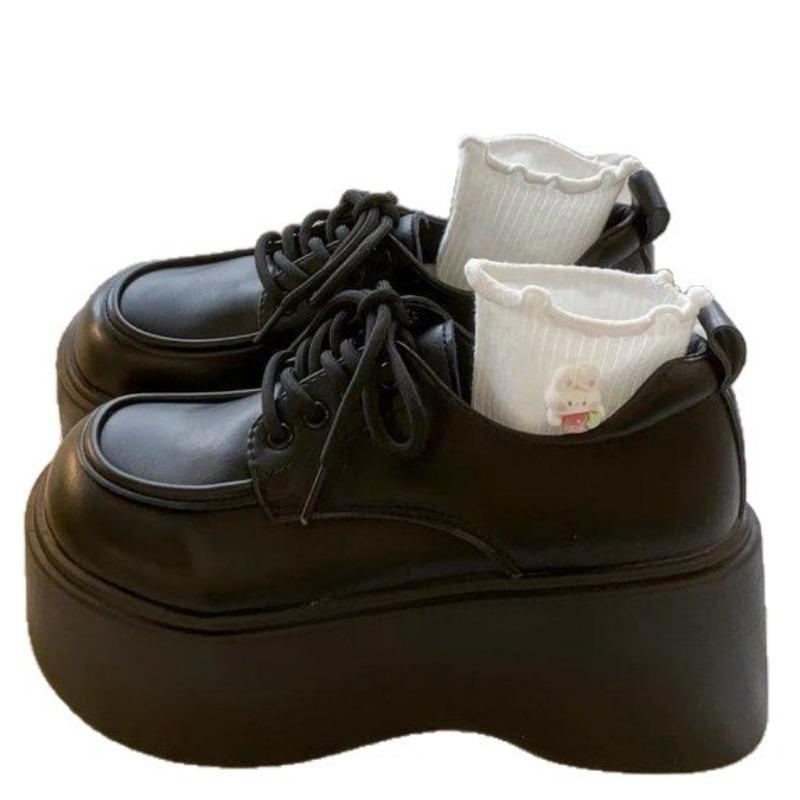 Schwarze College-Stil Plateau kleine Lederschuhe für Damen Herbst neue dicke Absatz Mary Jane Schuhe für Damen