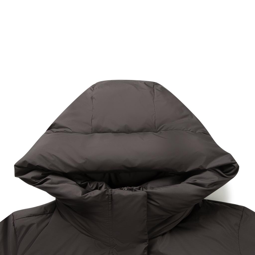 Li Ning Sports Lifestyle Series Anti-Static Hooded Logo Black Chocolate Down Jacket Women Outerwear Brown AYMV394-6