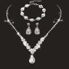3pcs Bridal Jewelry Set Copper Plated Rhinestone Fold Clutch Bracelet Tassel Earrings Wedding Jewelry Gift Trendy Style-3