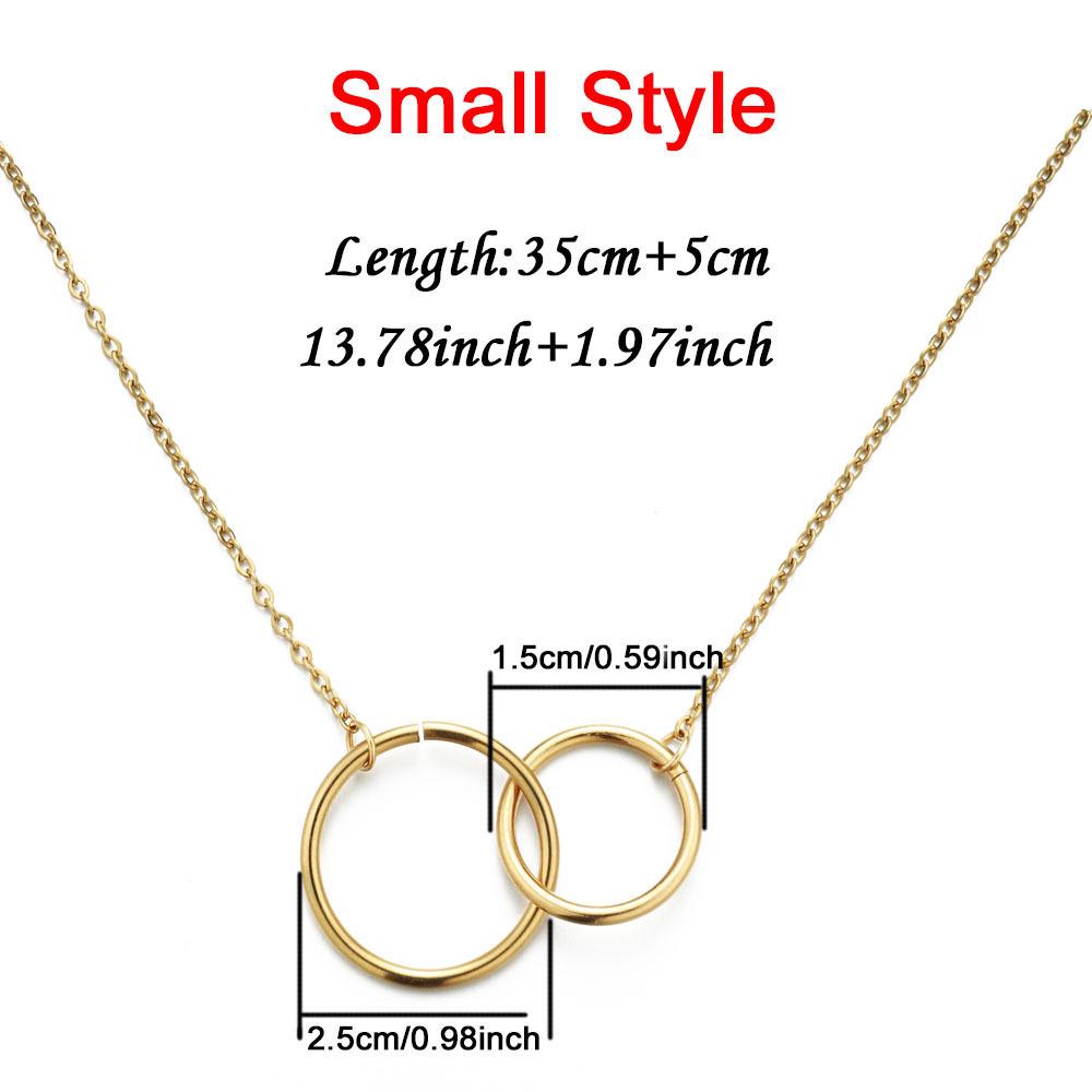 Women's Stainless Steel Double Circle Pendant Necklace