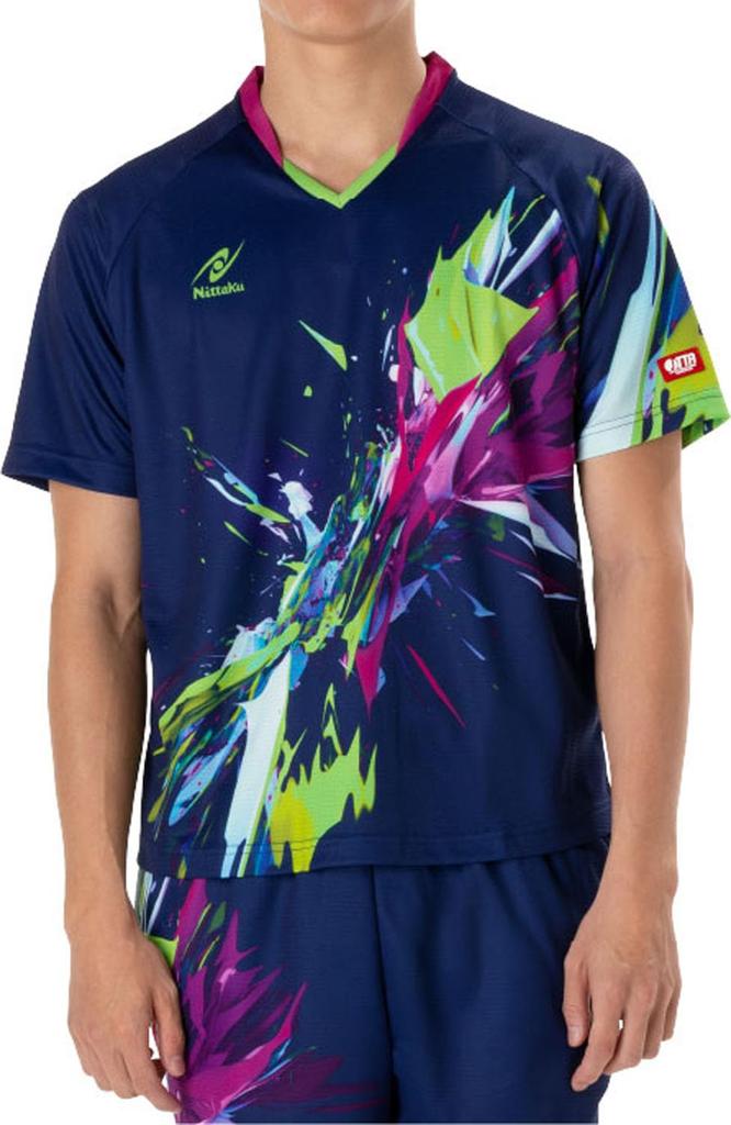 Nittaku Tischtennis Spiel Tischtennis Dehnbares Helles Aufblitzen Größe L Shirt, J.T.T.A (Japan Association) Zugelassen, Unisex, Feuchtigkeitsableitend,