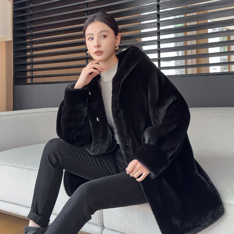 Abrigo Chaqueta Invierno con Capucha de Lujo para Mujer Abrigo Cálido Moda Exterior