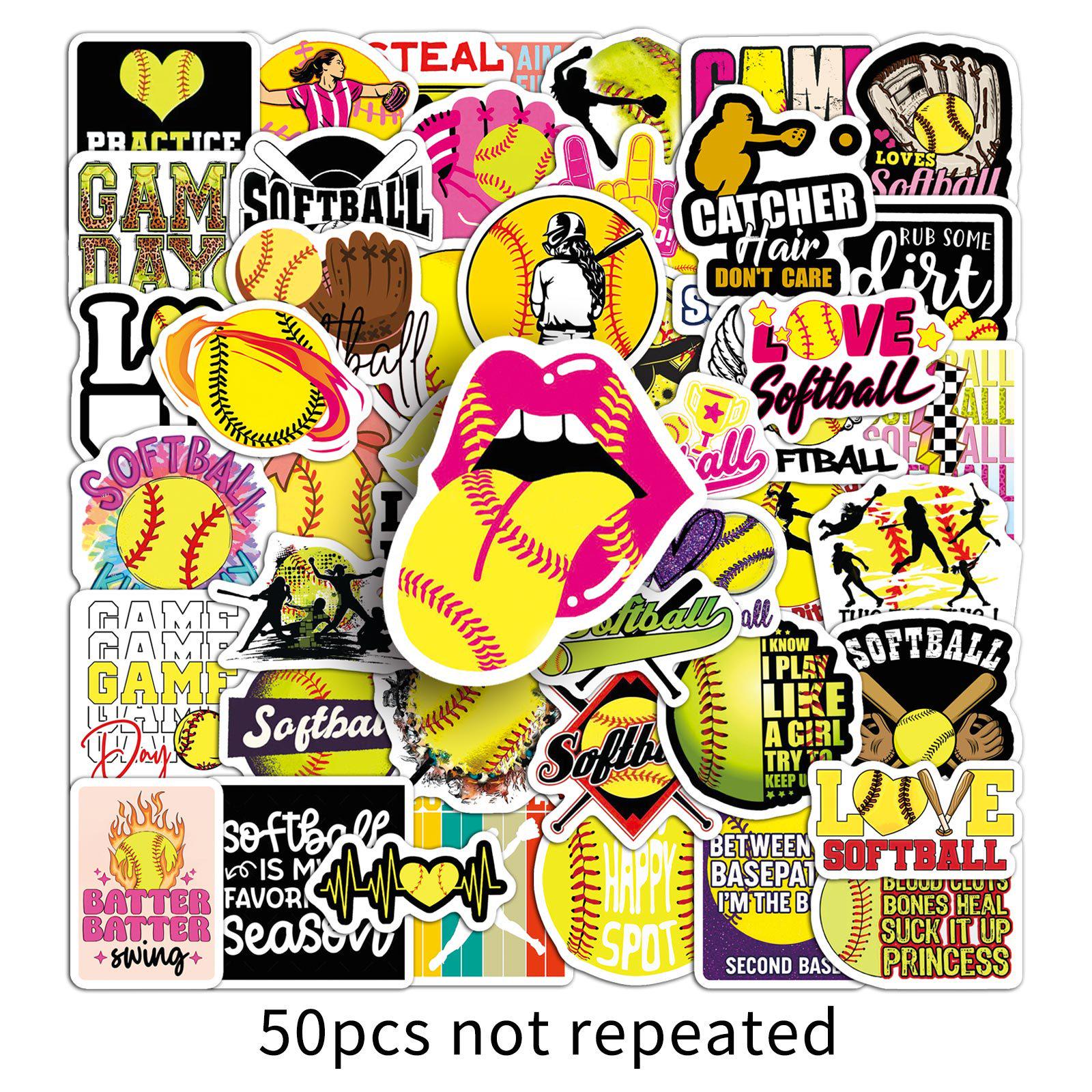 

50 Trendy Baseball Sports Series Stickers for Helmets, Fridges, Laptops, and Water Bottles
