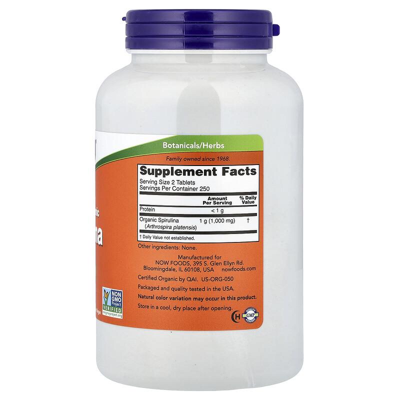 Certified Organic Spirulina, 500 mg, 500 Tablets
