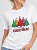(Asian Size) Christmas New Year Tree Printed Clothing T Shirt Women Fashion Festival Tee Top Print Female Woman Short Sleeve Graphic T-shirts