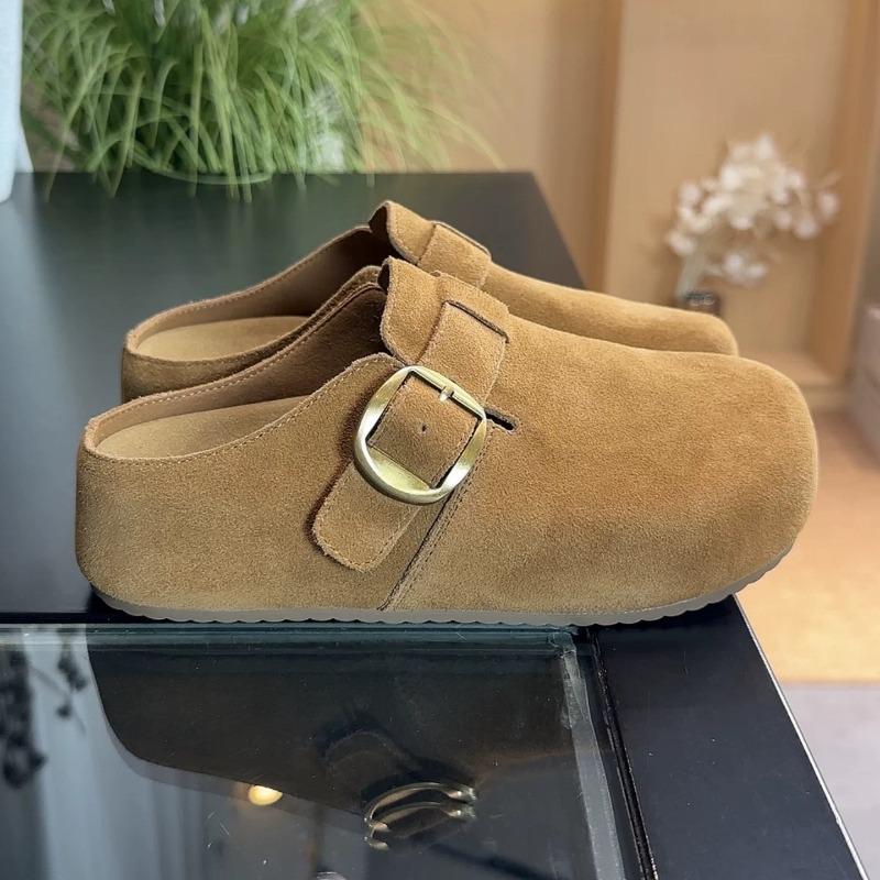 Thick bottom inner height increase female bag head half slippers outer wear new autumn one pedal lazy