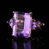 European and American Tourmaline Diamond-set Ring, Amethyst Gemstone Sub-size Ring, 18K Gold-plated Ring Silver Jewelry