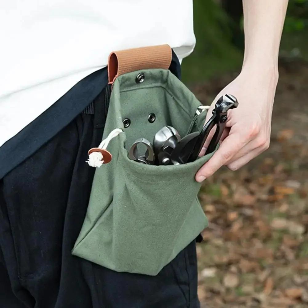 1pc Outdoor Foraging Bag Fruit Picking Bag Waist Hanging Tool Waist Bag Bundle Bag Folding Canvas Tool Storage Bag