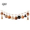 Decoraciones reutilizables para fiestas de Halloween, Guirnalda de Banderines Vintage de 61 Pulgadas, Calabaza de Tela Rellena Rústica, Fantasma, Borla Decorativa Negra Colgante para