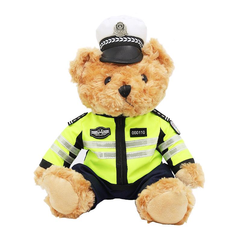 Traffic Police Bear Doll Police Bear Plush Toy Teddy Bear Doll Motorcycle Rider Bear Children's Birthday Gift