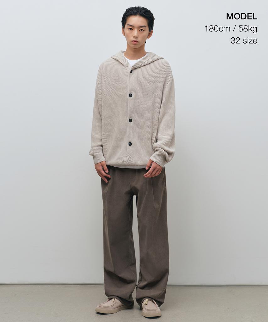 MUSINSA STANDARD 8W Corduroy One-Pleat Wide Elastic Pants [Taupe]