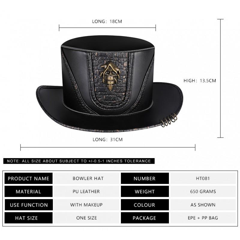 Steampunk Knight Costume Hat Halloween Party Cosplay Vintage Wide Brim Fedora Unisex Adult Accessory