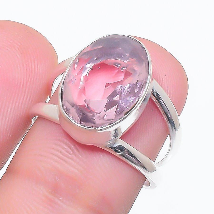 Natural Pink Kunzite Gemstone 925 Sterling Silver Jewelry Ring Size 7 AR-16029