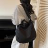 2026 Chic Japanese Workwear Style Solid Color Women's Casual Handbag - Drawstring Fashion Single Shoulder Crossbody Bag