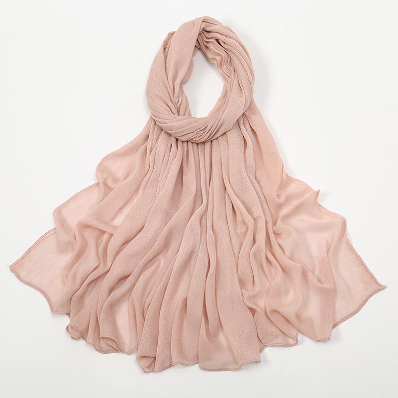 Crinkle Muslim Women Hijab Wrinkle Rayon Headscarf Solid Color Women's Turban Plain Viscose Cotton Musulman Femme Shawl Ramanda