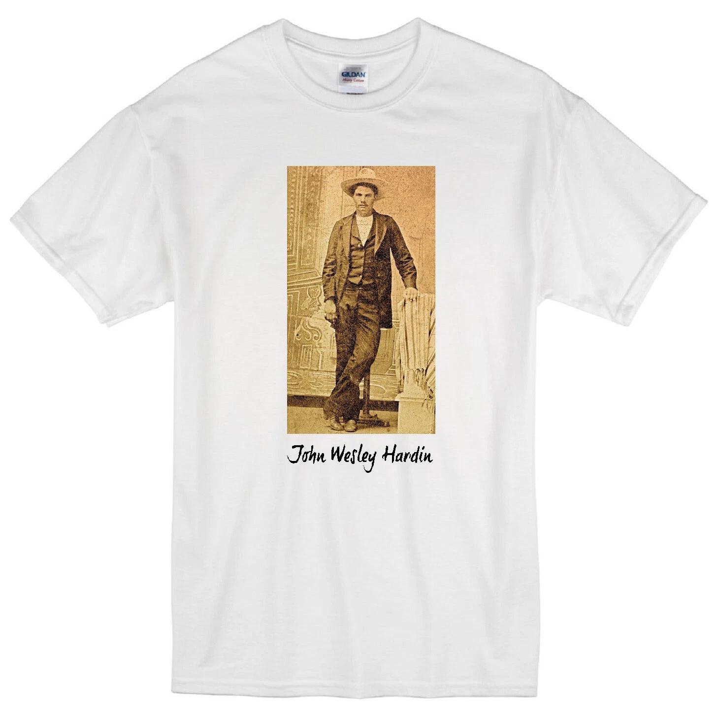 

JOHN WESLEY HARDIN WESTERN OUTLAW GUNFIGHTER RETRO WHITE T-shirt 3XL