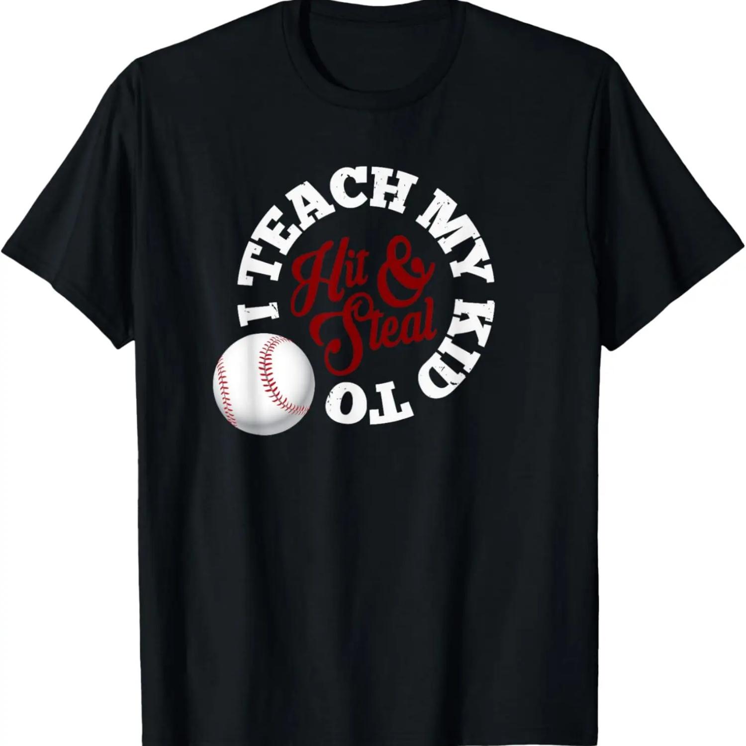 

I Teach My Kids To Hit and Steal Baseball Mom Dad T-Shirt XXXXXL чёрный