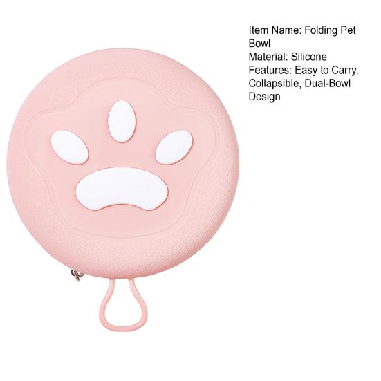 Zusammenklappbare Hundenäpfe Tragbarer 2-in-1 Haustiernapf Faltbarer Hunde-Futter- und Wassernapf Faltbarer Silikon-Napf für Reisen Camping Spaziergänge