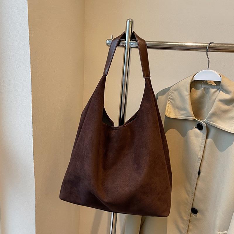 

Autumn and Winter Vintage Women s Bag Large Capacity Suede Shoulder Bag Solid Color Simple Versatile Bucket Bag