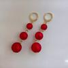 Fashion Atmospheric Red Velvet Bow Earrings Femininity Sweet Flower Long Fringed Versatile Earrings