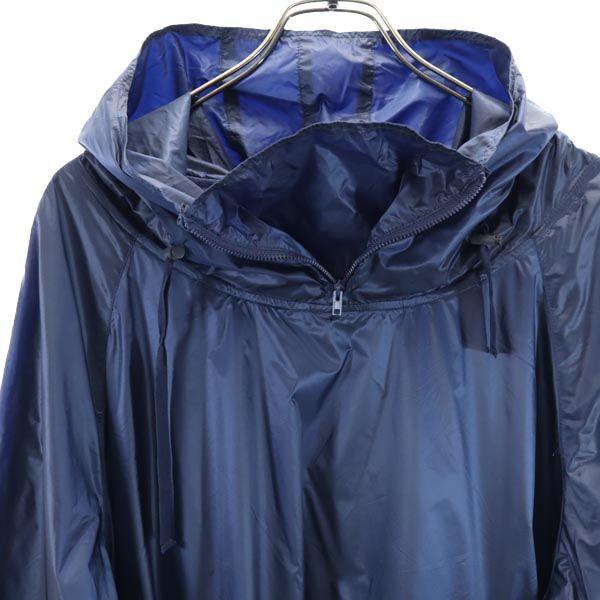 UNUSED Made In Japan Nylon Jacket Navy Blue Pullover Hood Men's Used