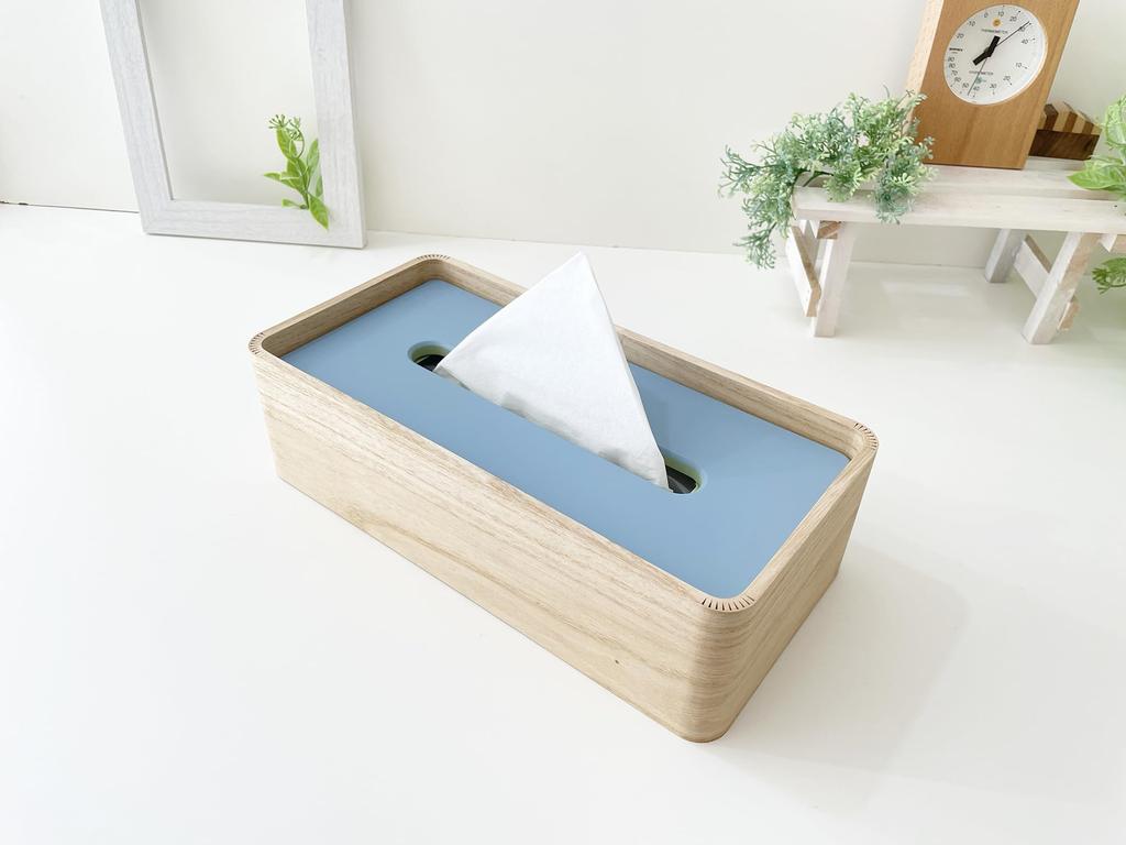 KATOMOKU Tissue Case 2 Km-122 Paulownia Wood (Light Blue & Light Green)