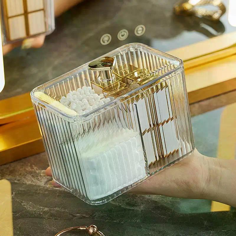 Acrylic Swabs Cosmetic Organizer Storage Box Desktop Dust-Proof Makeup Removal Cotton Lipstick Cosmetics Organization Holder