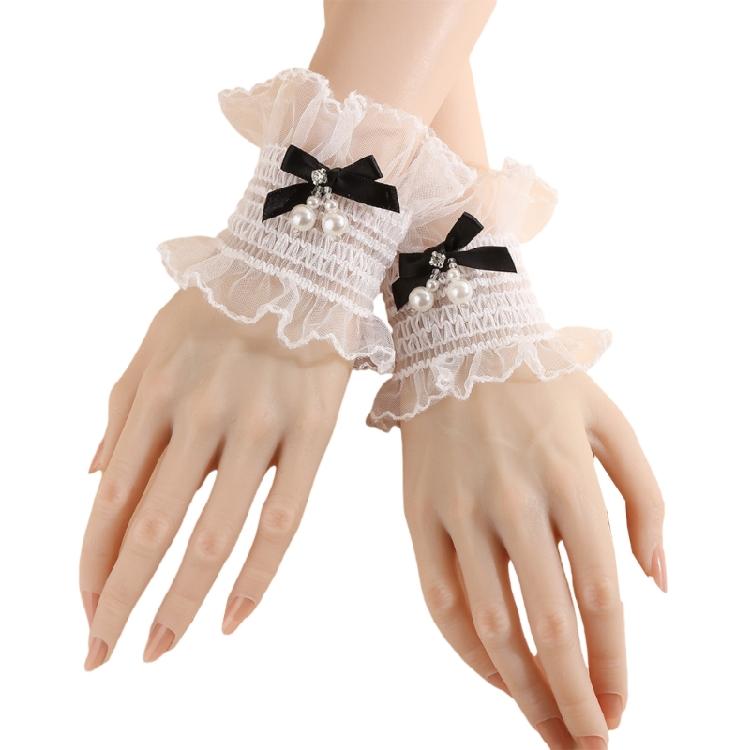 

Stylish Lace Trimmed Arm Sleeves Lightweight And Breathable Wrist Accessories Comfortable Wear for Women and Girls чорний