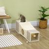 Cat Tunnel, Plush Large Play Tunnel with Two Caves and Hanging Ball, Cream White