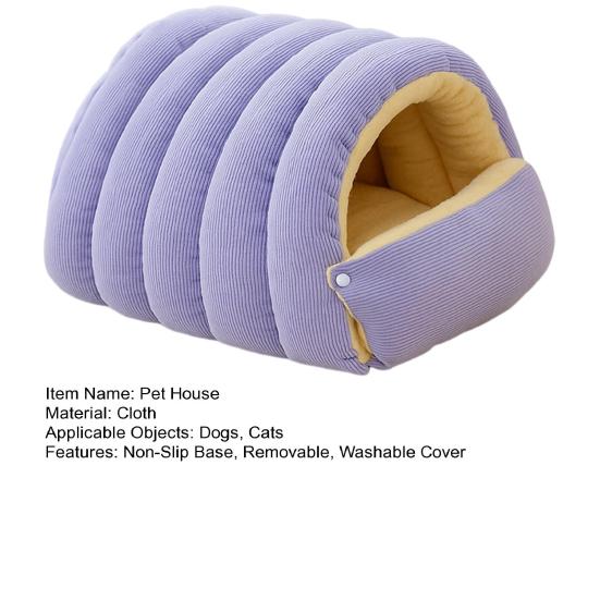 Pet House Bed Non-Slip Base Removable Washable Cover Cave Design Washable Cat Bed with Zipper Indoor Outdoor Portable Nest