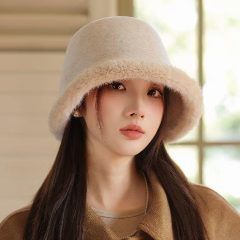 Plush Warm Thickened Bucket Hat Women's Autumn and Winter Cold and Windproof Ear Protection Basin Hat