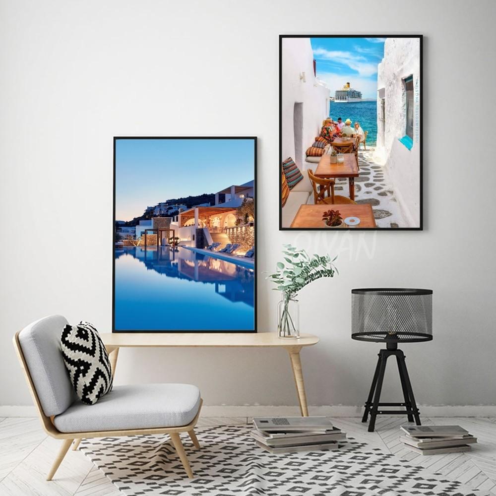 1pc Ibiza M-Mykonos T-Tulum Tuscany Athens Madrid Movie Sticky Self-adhesive Art Poster Waterproof Paper Sticker Wall Decor