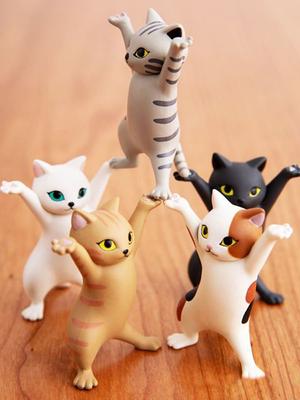 5PCs/Set Dancing Cat Figure Decoration Animation Cat Model Fashion Toy Enchanting Cat Capsule Toy Doll Cake Decoration
