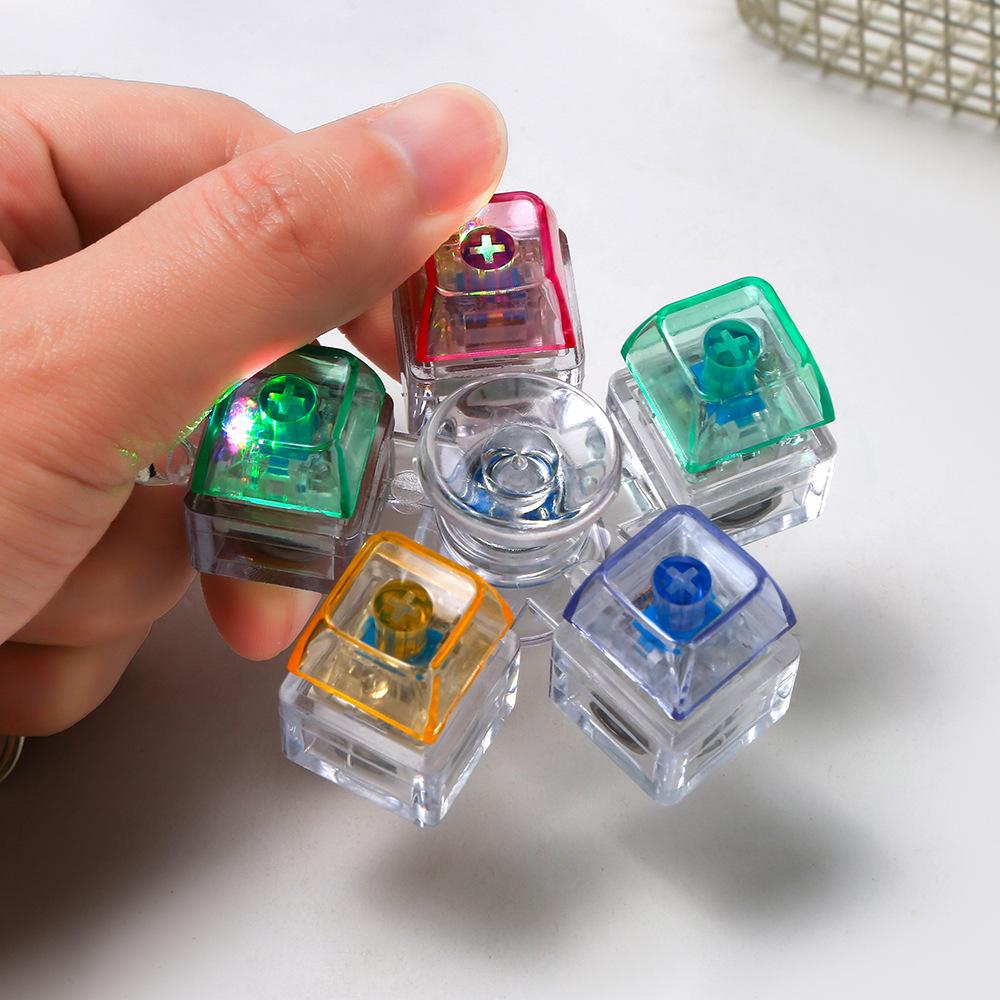 1Pc Rotatable Keyboard Fidget Fidget Spinner Keychain Mechanical Axis Led Light Clicker Stress Relief Sensory Therapy Finger