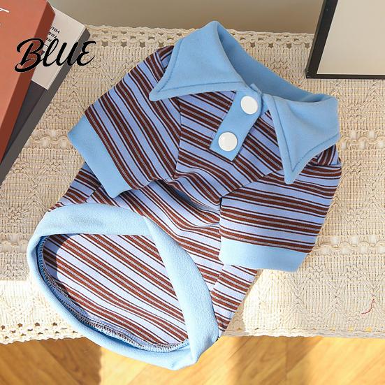 Lightweight Dog Sweater Cute Shirt Striped Collared Clothes Summer Button Up T-Shirt Durable Apparel Soft Breathable Puppy Outfits for Small Medium